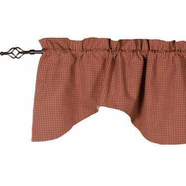 Newbury Gingham Scalloped Valance Barn Red Oat Lined VS670017 - The Fox Decor